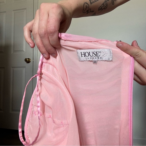 House of CB Pink Sofia Ruched Maxi Dress Size XS - Picture 4 of 4